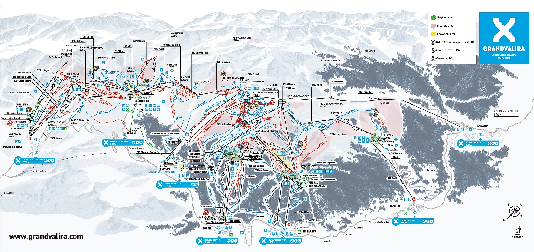 Mapa narciarska Grandvalira
